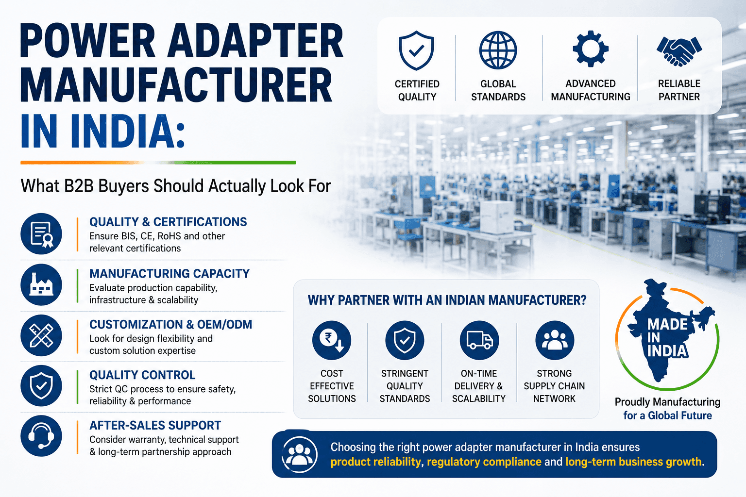 Power Adapter Manufacturer in India: What B2B Buyers Should Actually Look For